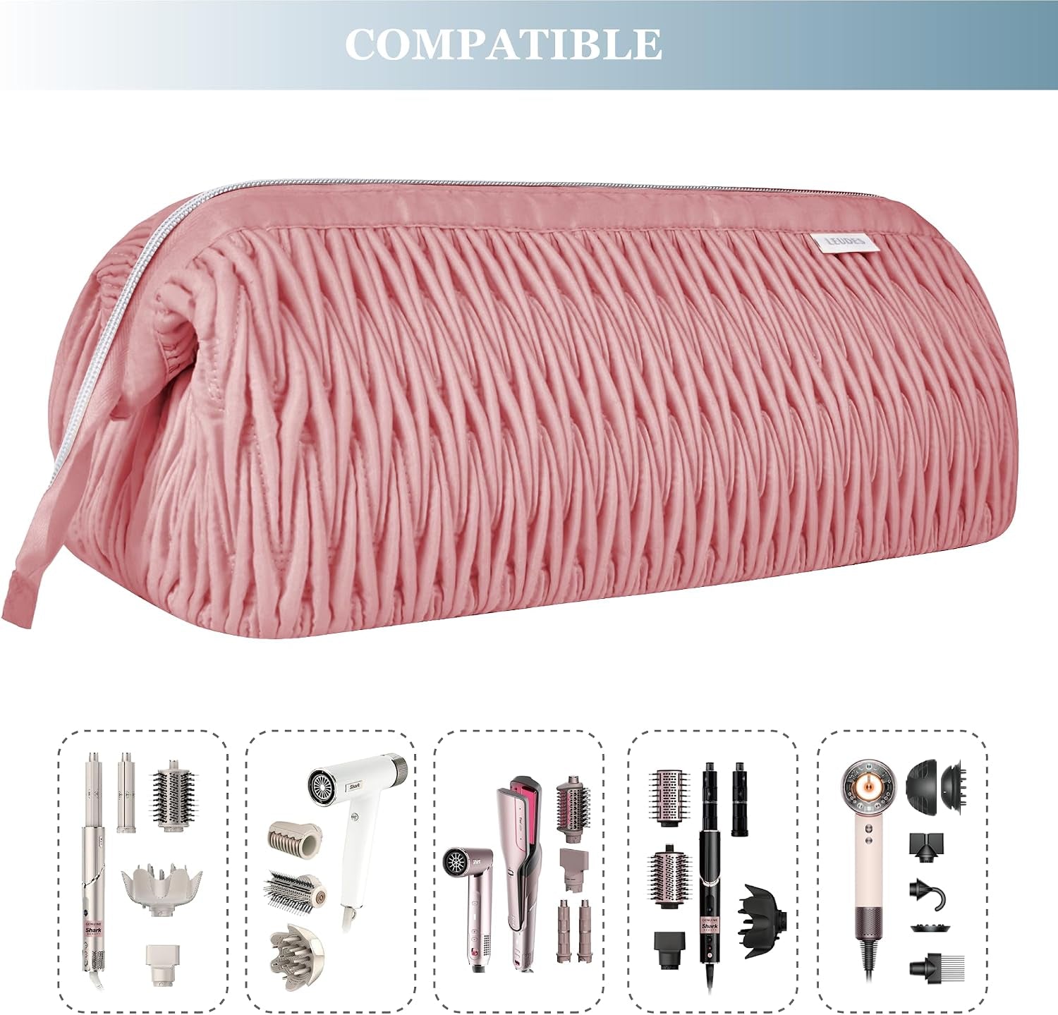 Anaya's Beauty Airwrap Travel Case for Shark Hair Dryer and Airstraight Flex Style Hair Attachment - Dark Pink Organizer for Curling Iron Accessories