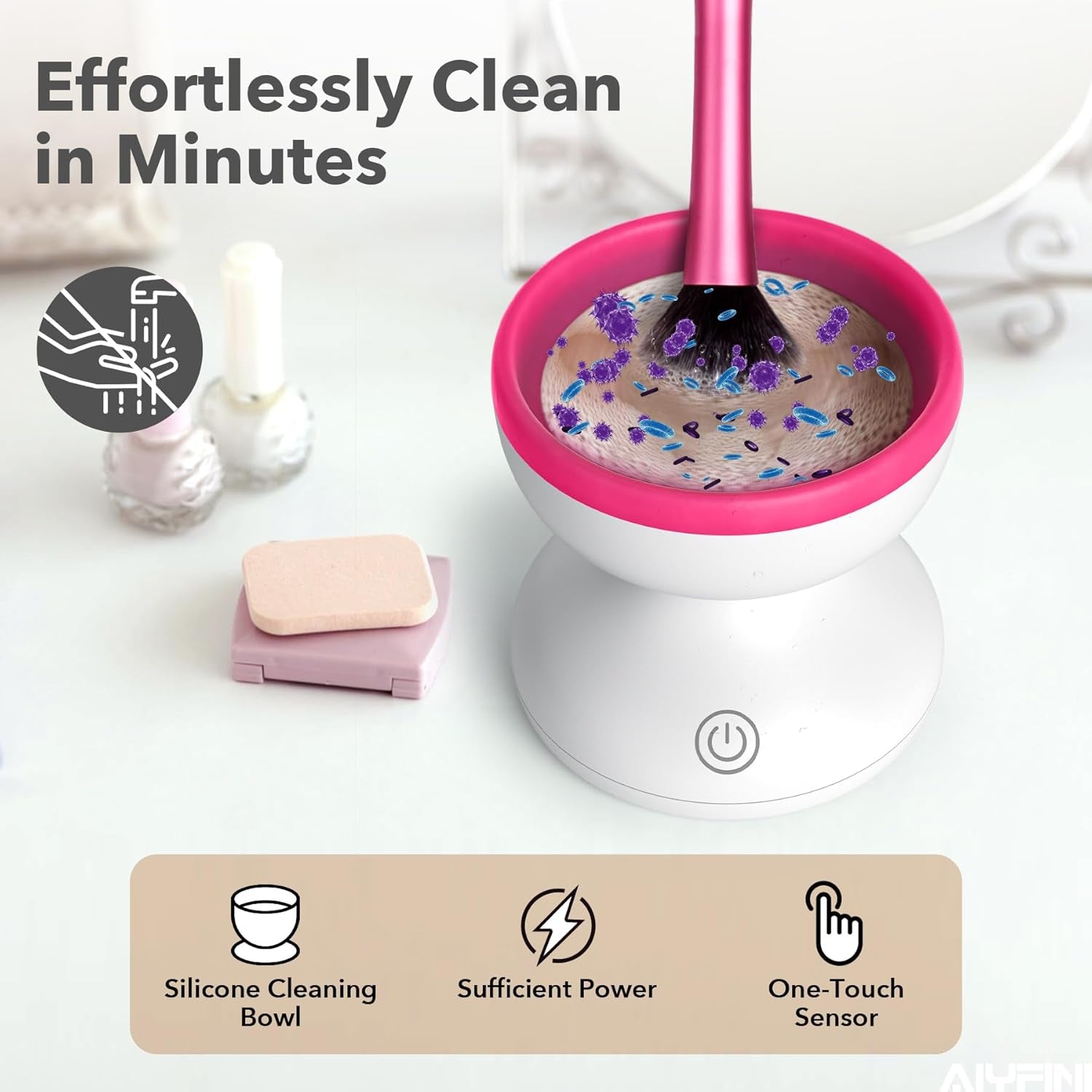 Anaya's Beauty Professional Electric Makeup Brush Cleaner – Automatic Brush Cleaning Machine for Foundation, Powder, Kabuki & Self-Tanner Brushes**