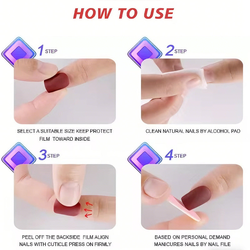24 PCS Bowbowknot Nail Art, Long Length Long Water Pipe Fake Nails,Square Head Nail Tips False Nail