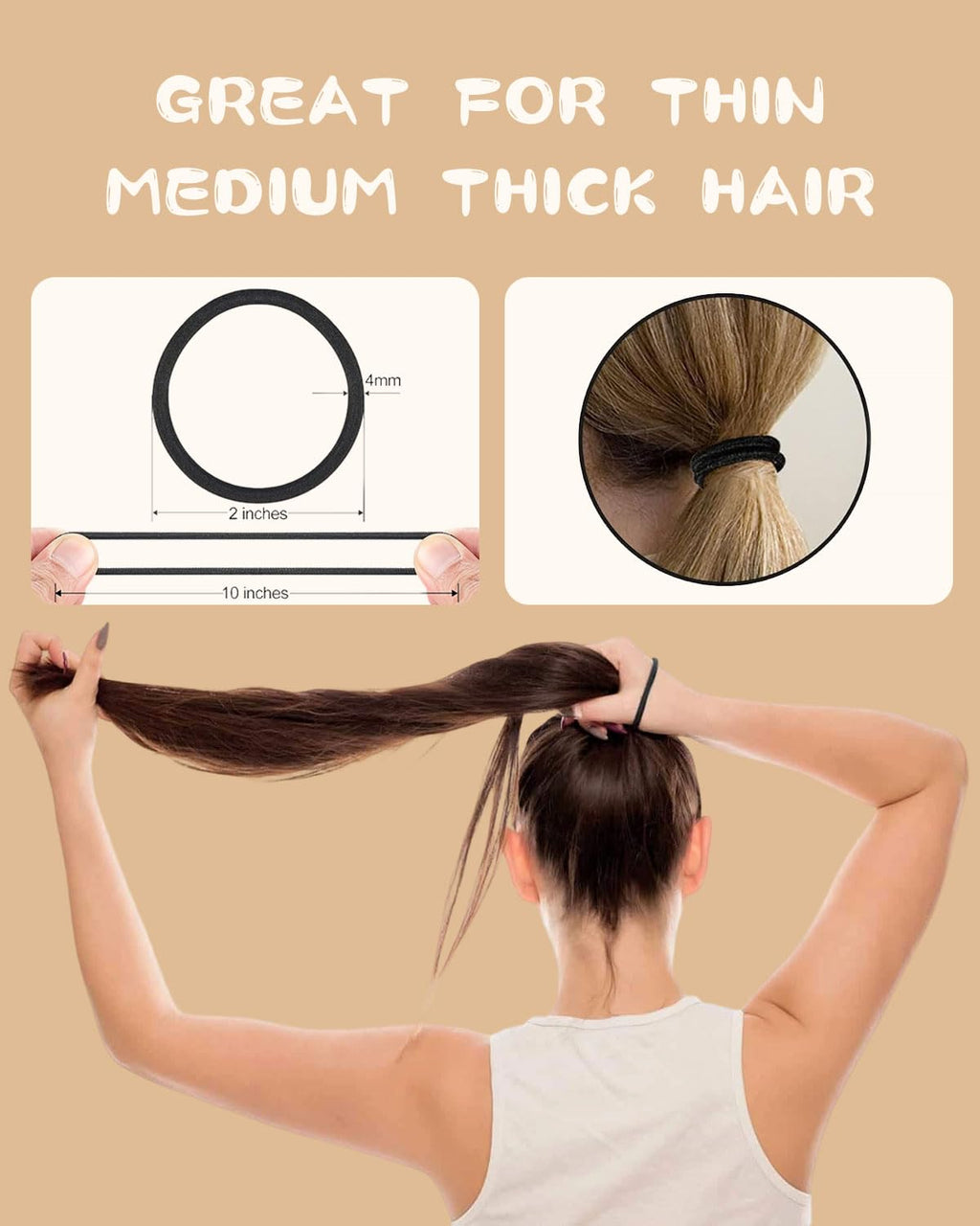 Hair Bun Maker for Kids, Girls & Women - Controls Frizz, Smooths Flyaways, Creates Buns & Updos - 4 Black Donut Sock Buns in Sizes, 1 Hair Wax Stick, 5 Elastic Bands, 10 Hairs Pins, 2 Style Brushes