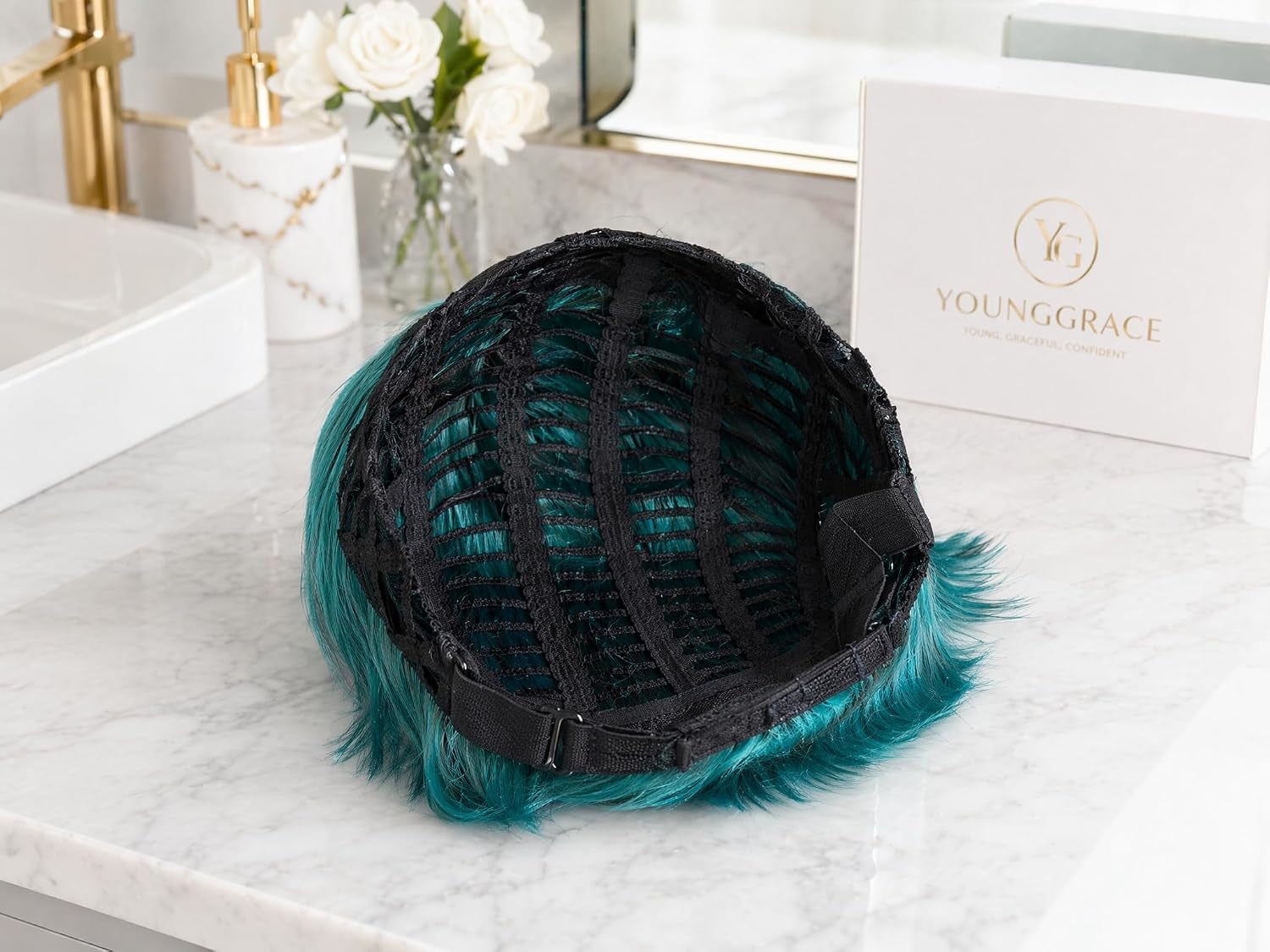 Anaya's Beauty Short Teal Synthetic Pixie Wig – Vibrant Layered Wear & Go Wig with Bangs