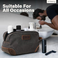 Men'S Canvas Travel Toiletry Bag, Leather Dopp Kit - Gray | Durable Canvas & PU Leather, Water-Resistant Lining, Side Handle; Roomy Men'S Dopp Kit for Travel & Gym