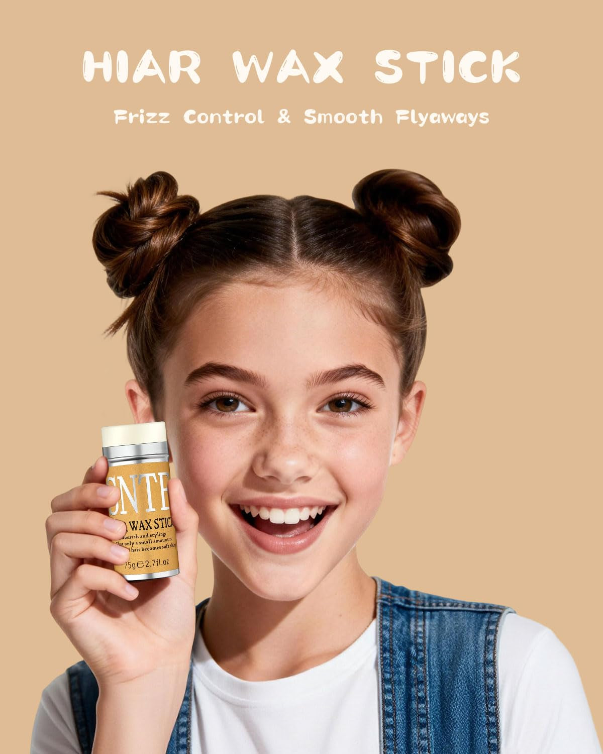 Hair Bun Maker for Kids, Girls & Women - Controls Frizz, Smooths Flyaways, Creates Buns & Updos - 4 Black Donut Sock Buns in Sizes, 1 Hair Wax Stick, 5 Elastic Bands, 10 Hairs Pins, 2 Style Brushes
