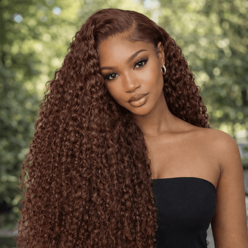 30Inch Chocolate Brown Human Hair Wig 200 Density 13X6 HD Deep Wave Lace Front Wigs Human Hair Colored Deep Curly Lace Frontal Wigs Glueless Wig Brown Wig Wigs for Women - Anaya Beauty