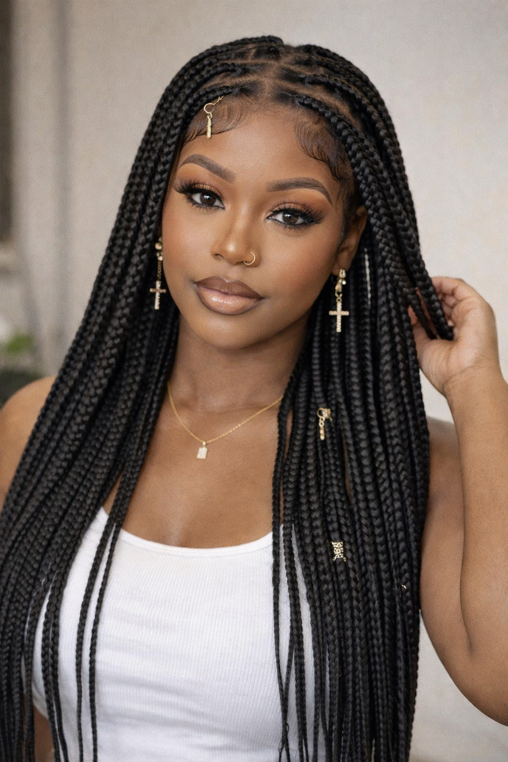 Brinbea Knotless Braided Wigs for Women Box Braid Wig Braided Lace Front Wigs 13X8 HD Lace Front Braided Wigs with Baby Hair Premium Synthetic Braid Wig Natural Long Black 36'' - Anaya Beauty