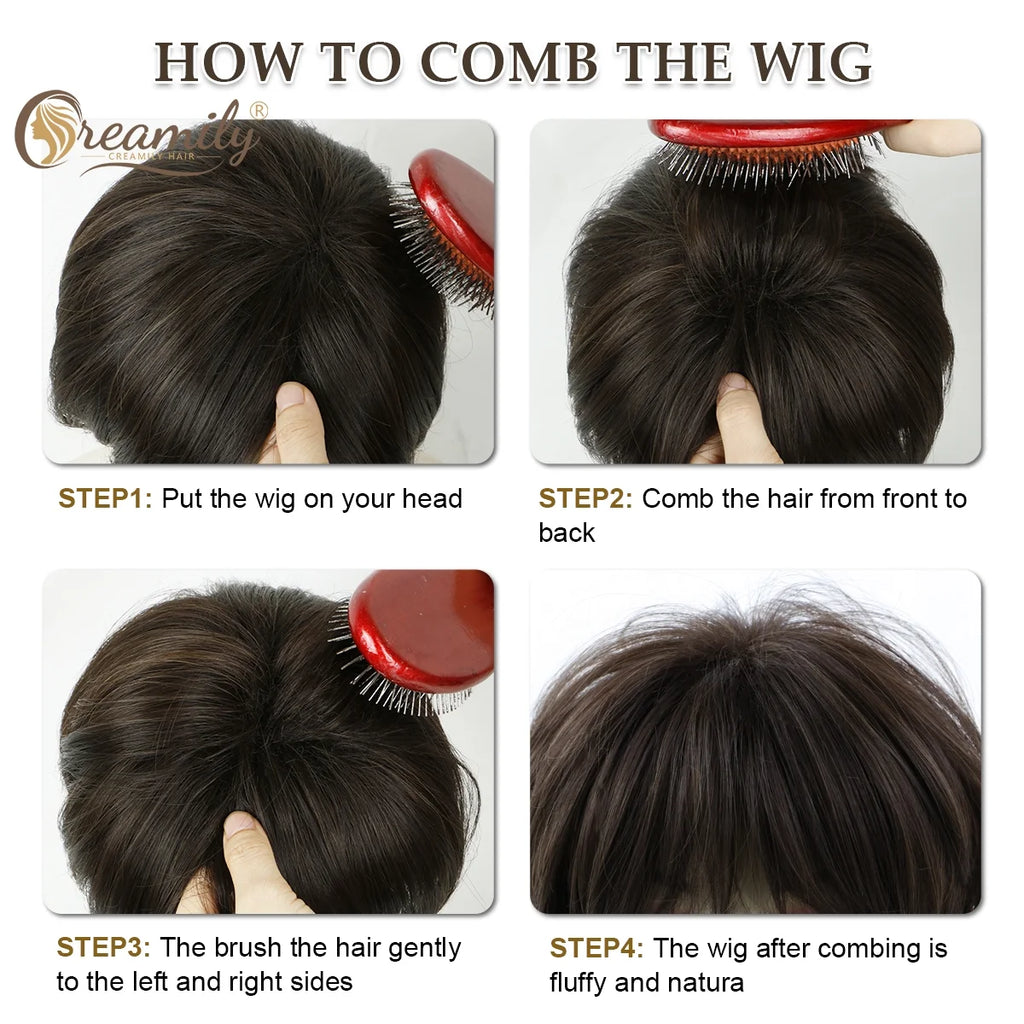8" Black Wigs for Women Pixie Cut Wigs Synthetic Short Pixie Wigs with Bangs Wefted Wig Caps