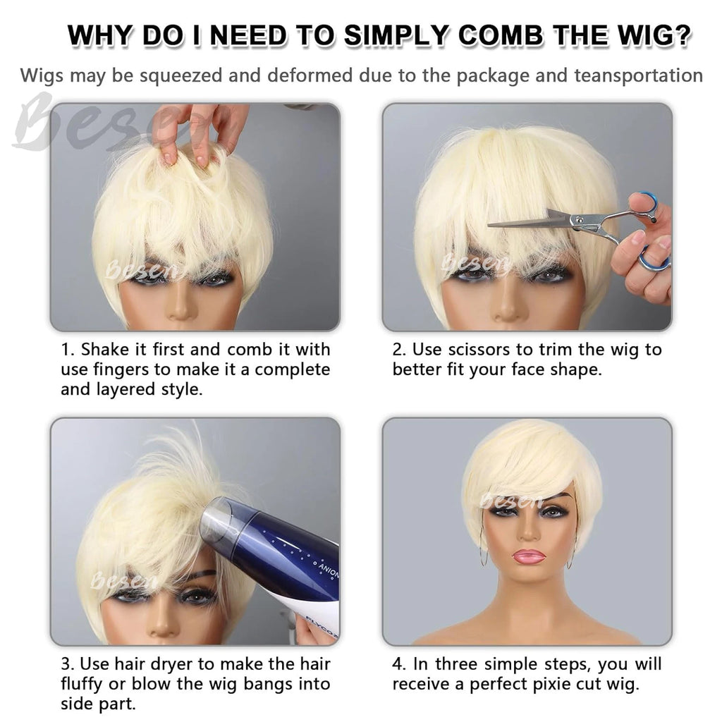Synthetic Short Pixie Cut Wigs for Black White Women Short Layered Wigs Heat Resistant Colorful Cosplay Halloween Party Wigs