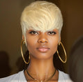 Synthetic Short Wigs for Blackwhite Women Short Hair Wig with Bang Short Pixie Cut Wig (QC-1026), 1 Count (Pack of 1)