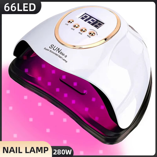 280W UV Lamp for Nails 66Leds Nail Lamp Dryer with 4Timer Gel Polish Drying Lamp Smart Sensor Gel Lamps Professional Nail Tools