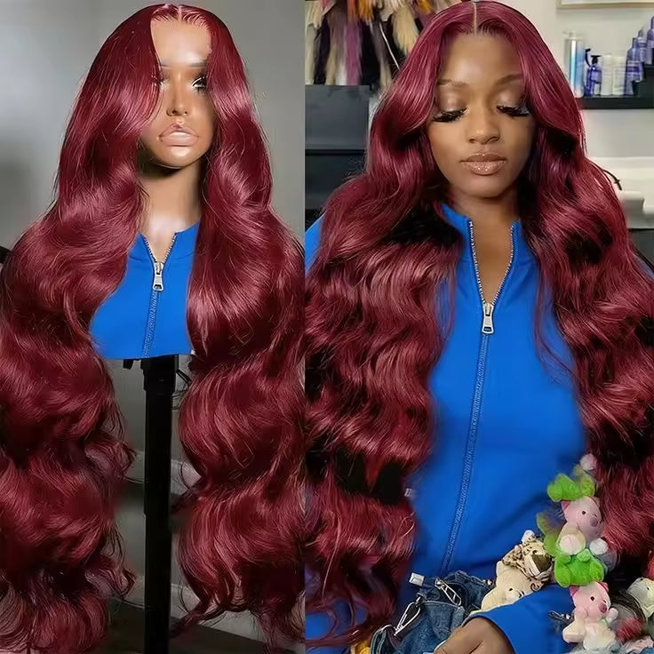 13x6 Human Hair Lace Wig, High-Definition Burgundy Lace Wig - Anaya Beauty