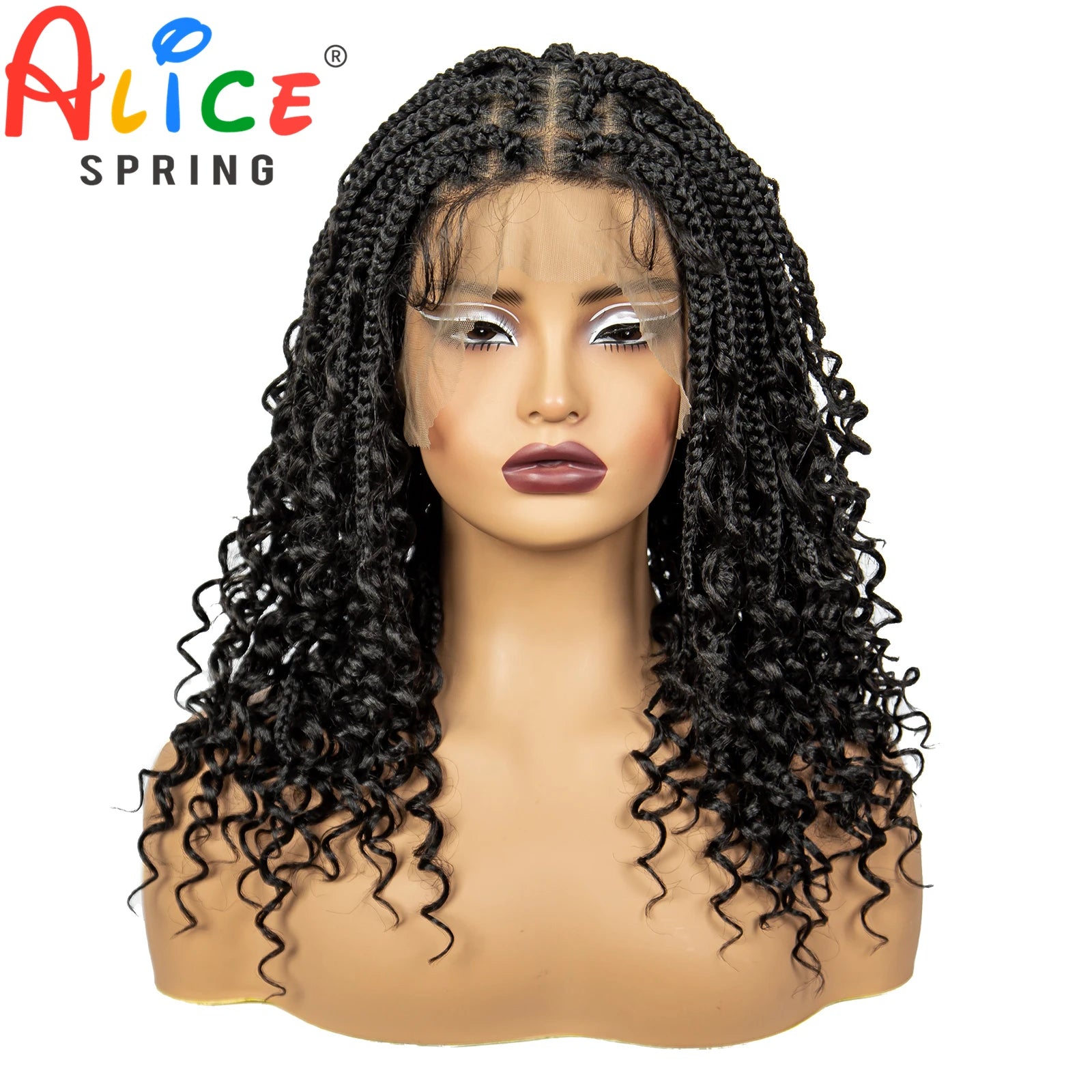 Knotless Box Braided Wigs with Curly Ends Synthetic Full Lace Braided Lace Wigs Short Boho Braided Bob Wigs for Black Women