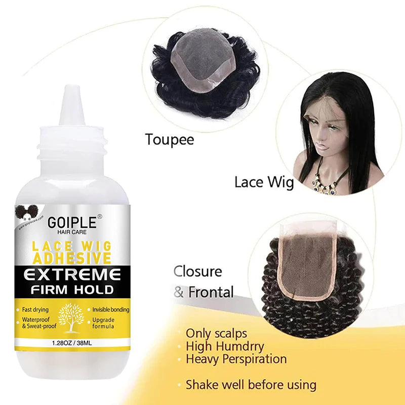Waterproof Wig Glue Toupee Adhesive Glue for Wig Invisible Lace Glue for Wigs Strong Hold Lace Wig Adhesive Wig Installation Kit