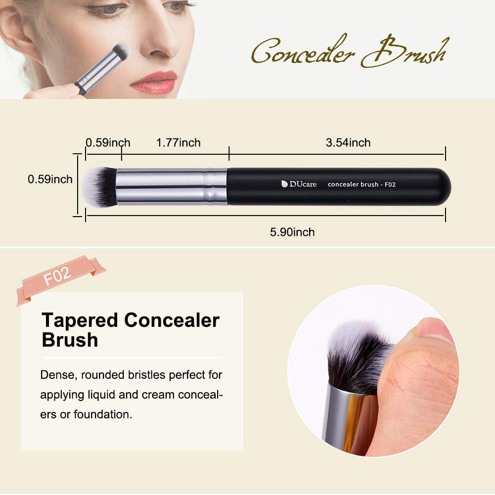 Makeup Brushes 3Pcs Foundation Contour Bronzer Brush,Concealer Brush,Blusher Powder Brush, Face Kabuki Travel Buffing Stippling Liquid Blending Makeup Brush Set Black