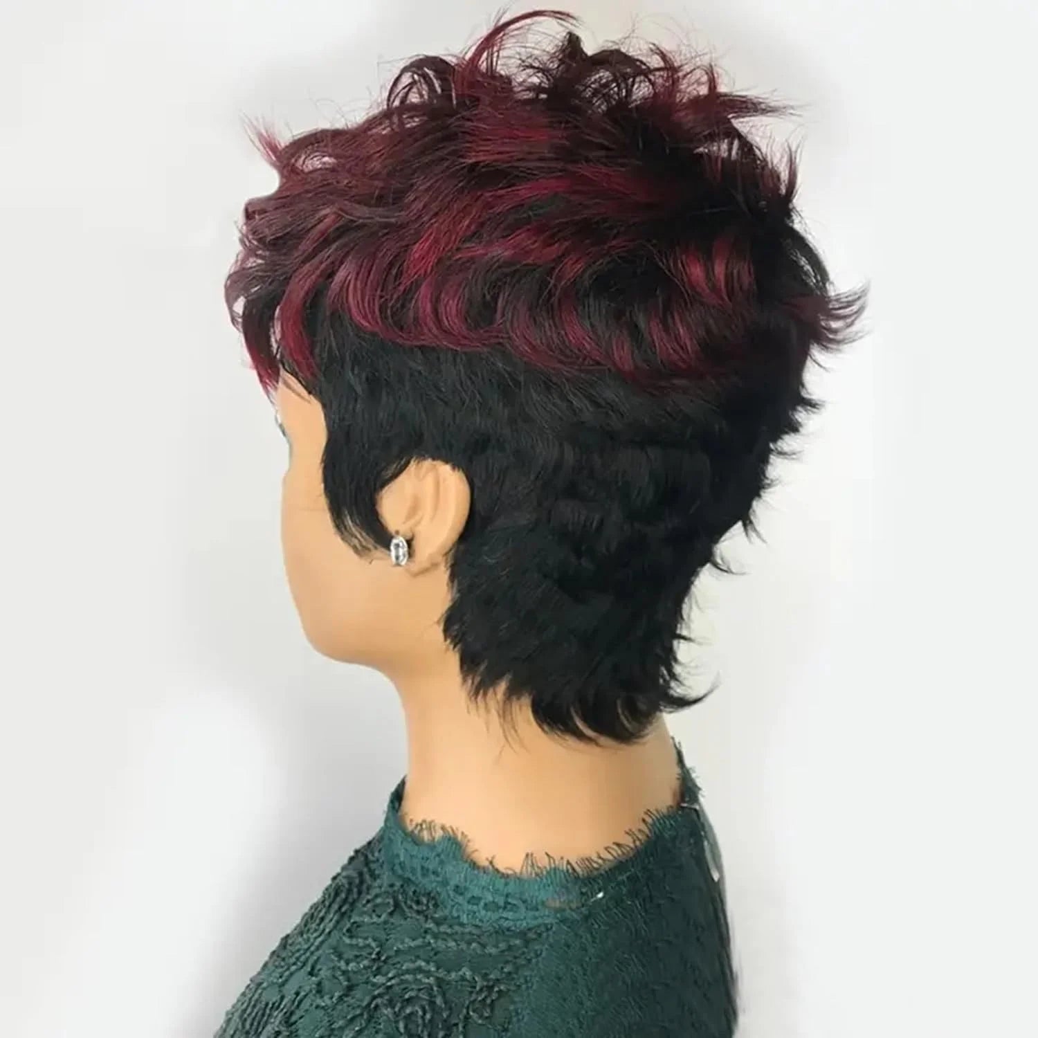 1B/99J Burgundy Pixie Cut Human Hair Wig – Short Layered Brazilian Virgin Hair, Glueless Wear & Go