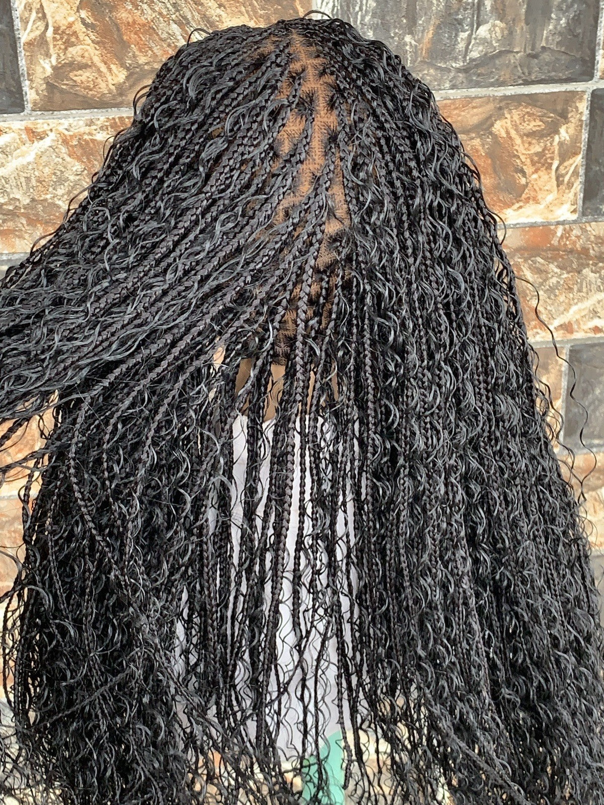 Tangle Free Boho Knotless Braided Wig Box Braids Full Lace Braids Wig Senegalese