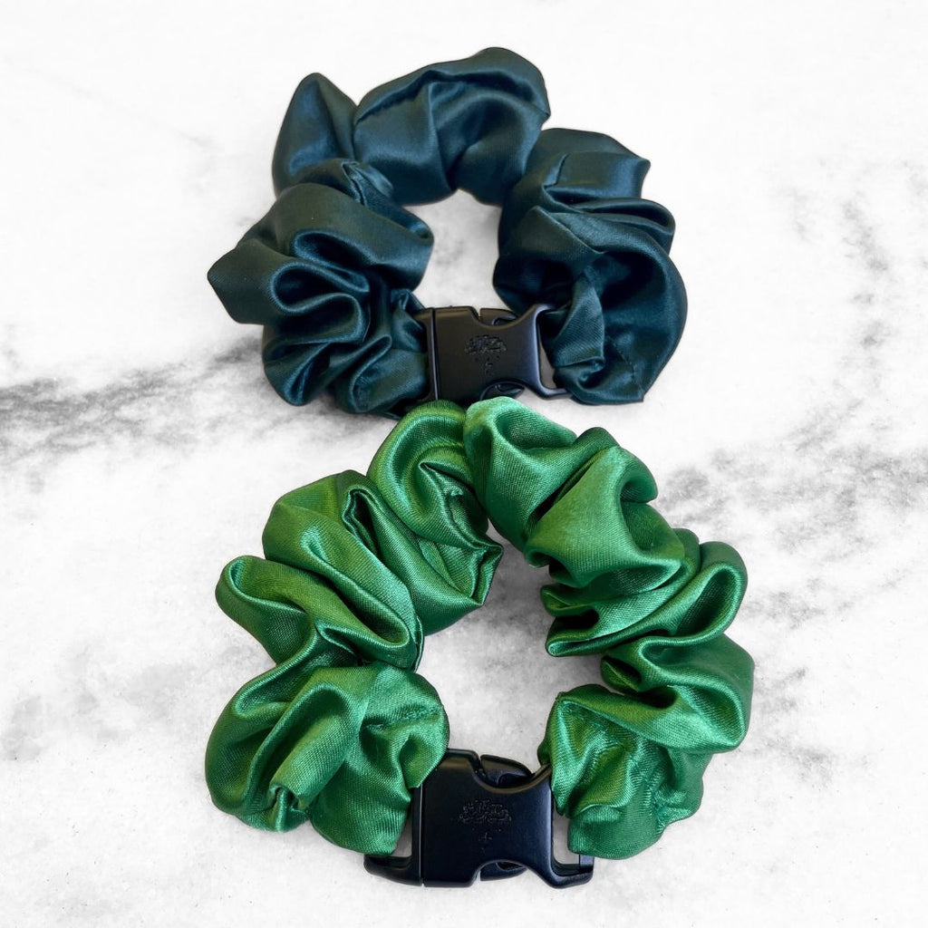 Patty's Green Duo - 2-Pack St. Patrick's Day Buckle Scrunchies - No Snagging, No Tangles