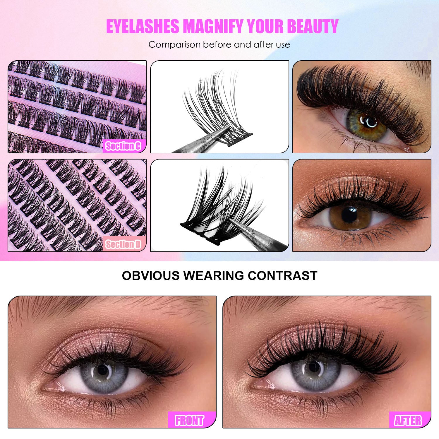 12 Rows Of 150 Segmented Lashes In Clusters - Anaya Beauty