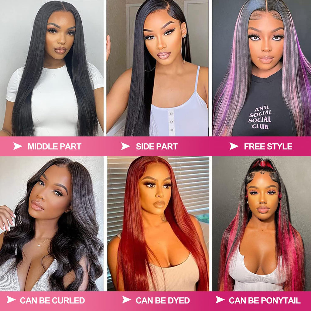30 Inch 13X6 Lace Front Wigs Human Hair 200 Density Straight HD Lace Front Wigs Pre Plucked Straight Glueless Human Hair 13X6 HD Frontal Human Hair Wig for Women
