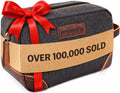 Men'S Canvas Travel Toiletry Bag, Leather Dopp Kit - Gray | Durable Canvas & PU Leather, Water-Resistant Lining, Side Handle; Roomy Men'S Dopp Kit for Travel & Gym