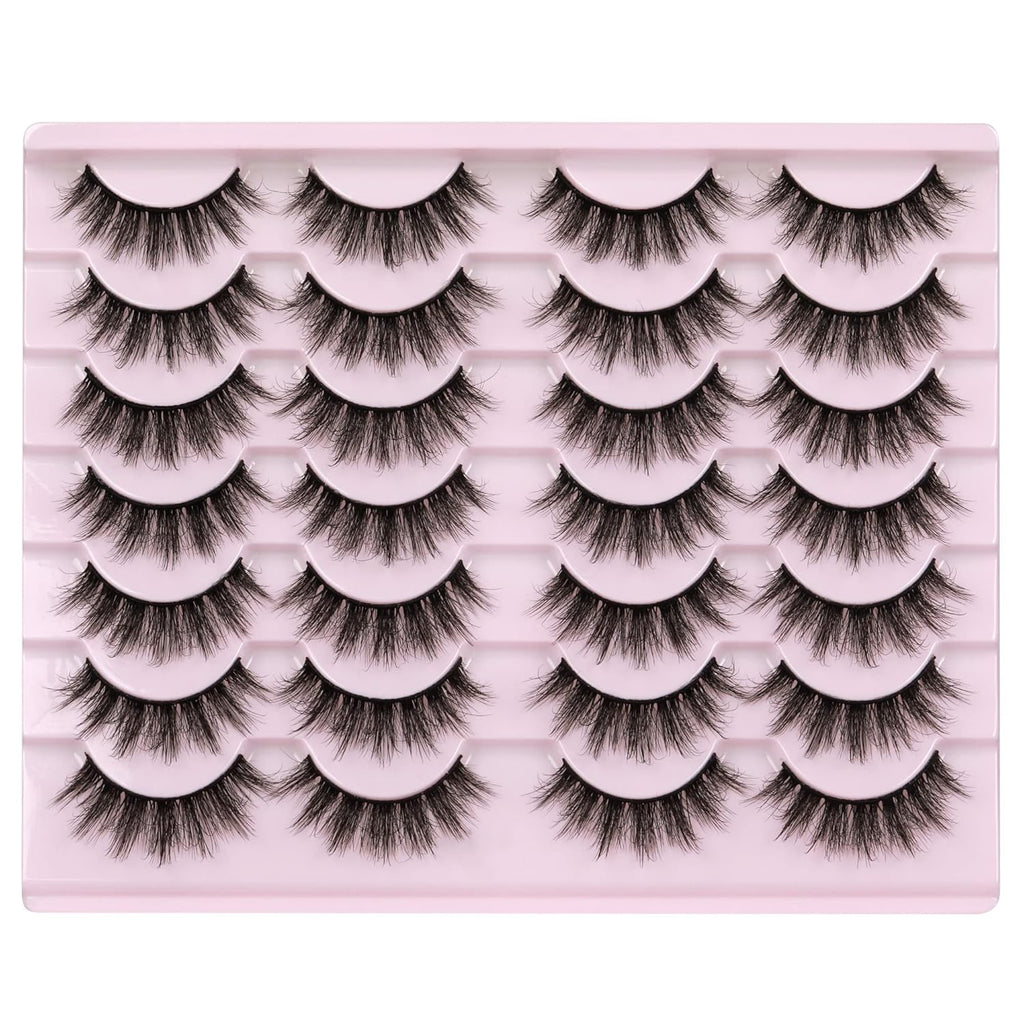 14 Pairs Wispy Mink Lashes False Eye Lashes Natural Look 5D Volume 16Mm Fake Eyelashes Pack by