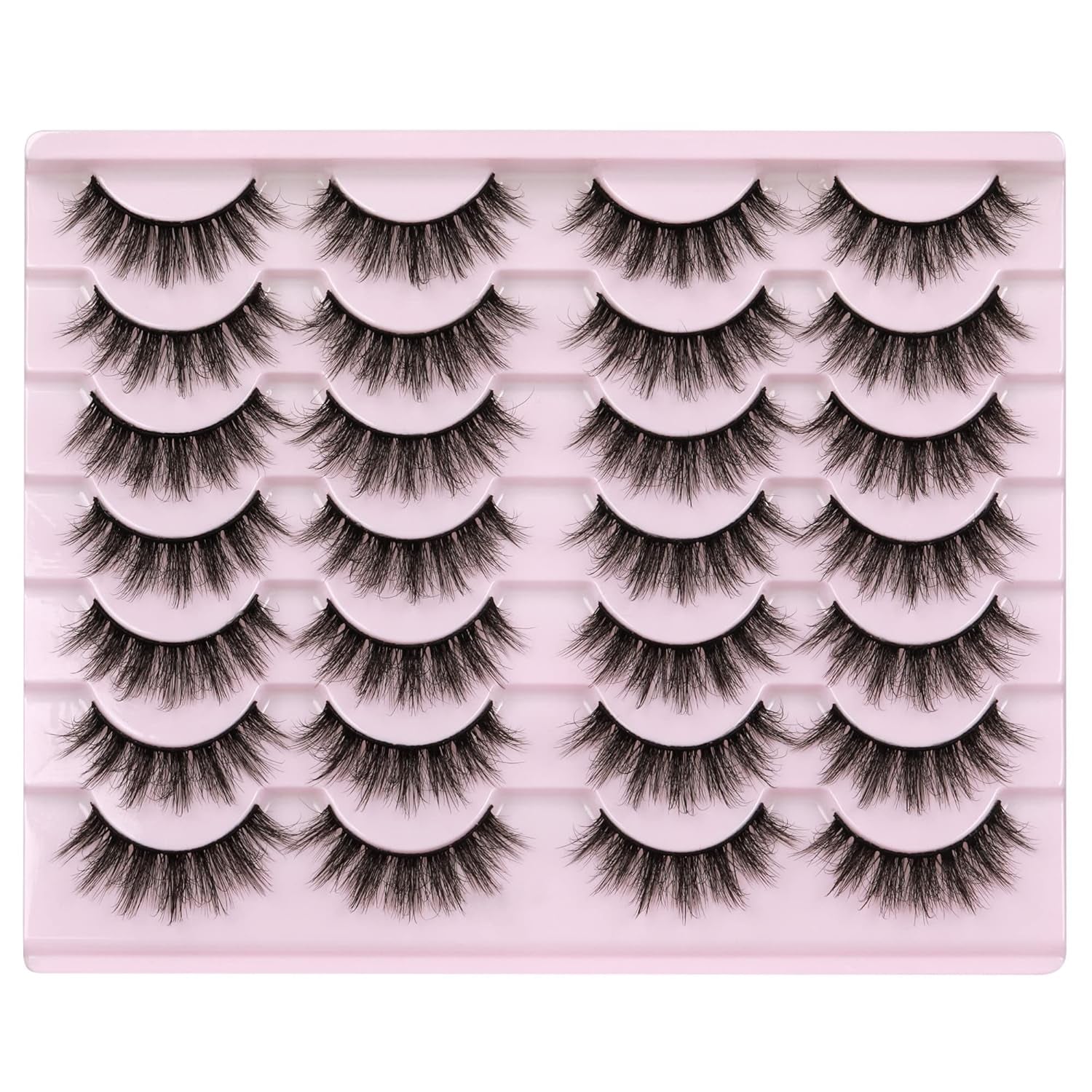 14 Pairs Wispy Mink Lashes False Eye Lashes Natural Look 5D Volume 16Mm Fake Eyelashes Pack by