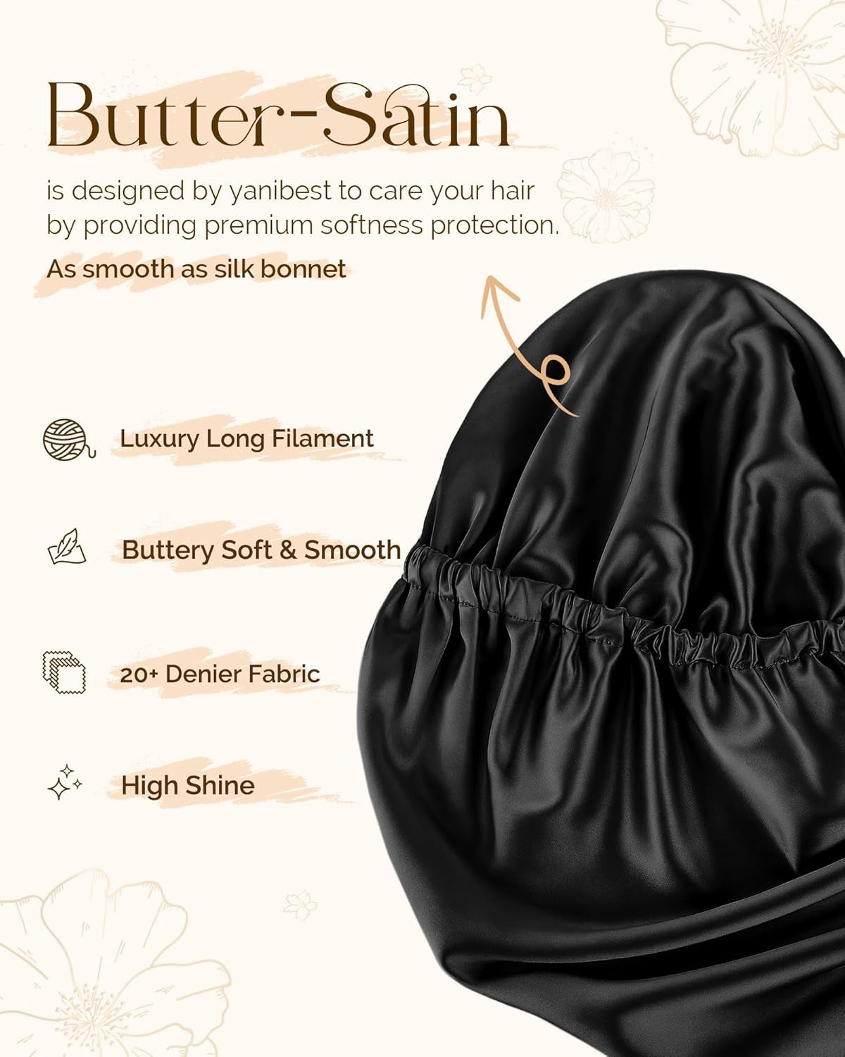 Long Bonnet Braid Bonnet for Sleeping Adjustable Satin Silk Bonnet for Braids Sleep Bonnet for Women Locs