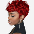 Natural Red Curly Layered Pixie Cut Wig with Bangs | Lightweight and Breathable Daily Wear for an Authentic Appearance