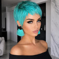 Anaya's Beauty Short Teal Synthetic Pixie Wig – Vibrant Layered Wear & Go Wig with Bangs