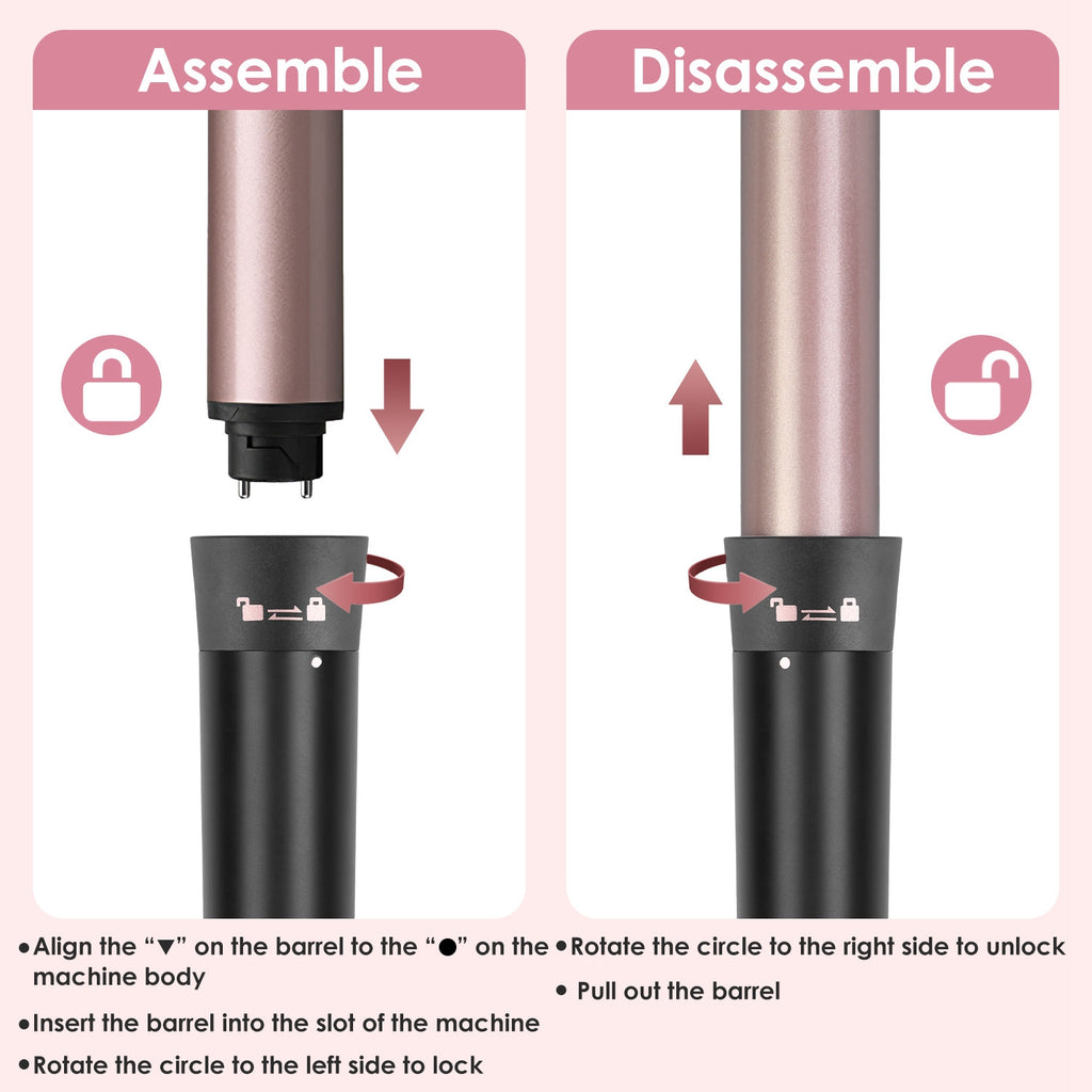 2 Type Options--1Pc 5 In 1 Curling Wand Hair Curling Iron Brush Anti-Tangle Hair Thermal Brush Curler - Anaya Beauty