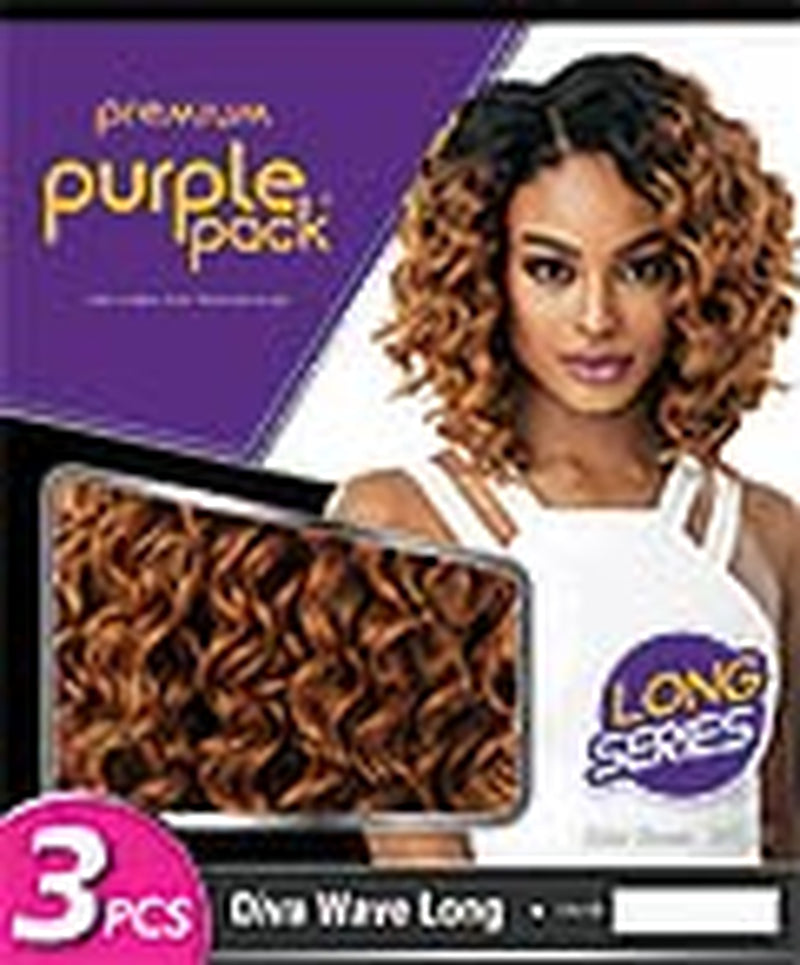 Purple Pack 3-Piece Long Series Wavy Human Hair Blend Weaves - Diva Wave Long (DR2/27613)