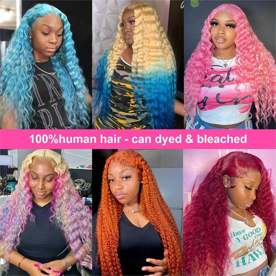 613 13X6 Lace Front Wig Human Hair 30 Inch Blonde Deep Wave Wig 180% Density 613 HD Lace Frontal Wig for Women Blonde Glueless Wigs Human Hair Pre Plucked with Baby Hair