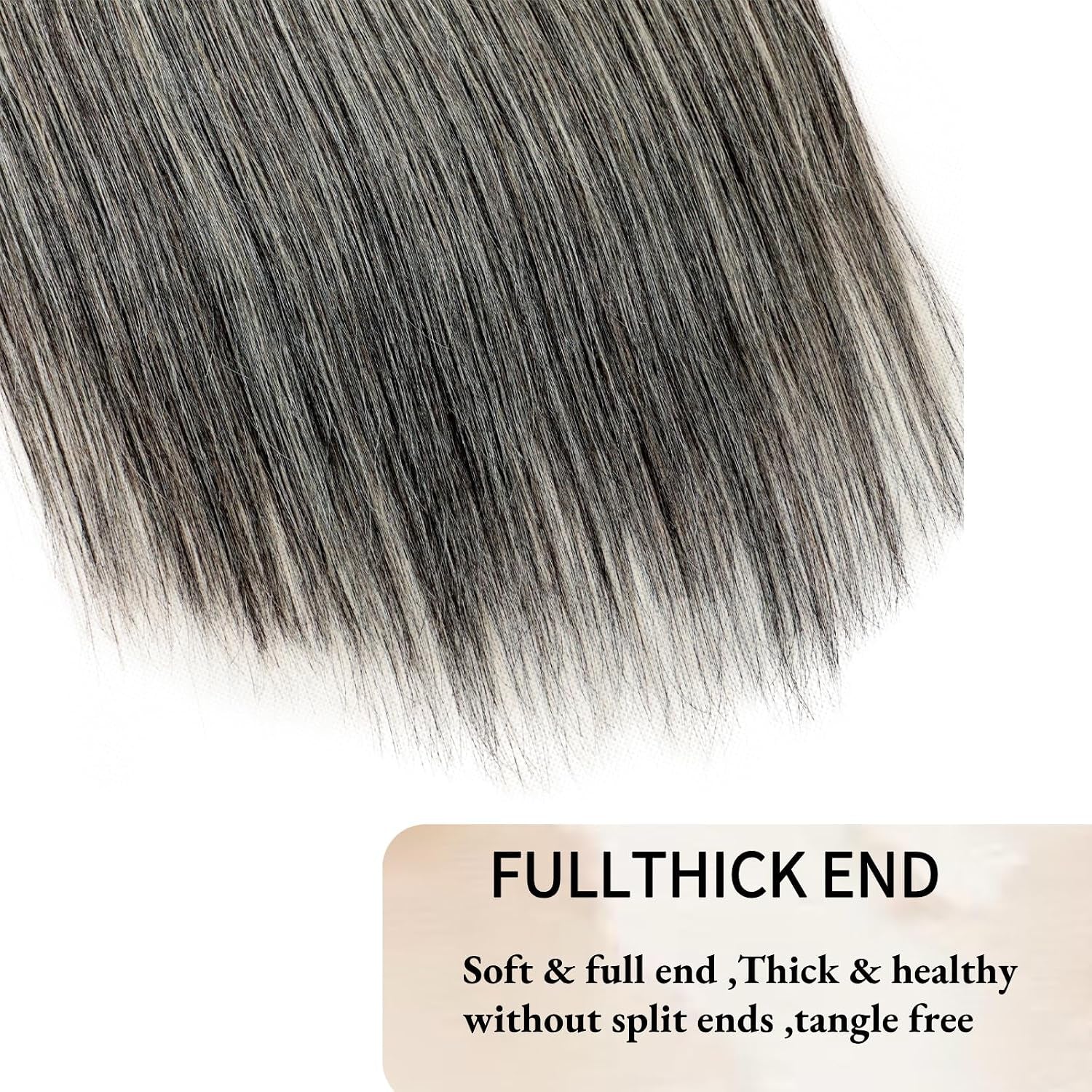 Salt & Pepper Straight Human Hair Bundles – 12" 12A Brazilian Unprocessed Hair, 3-Bundle Set, Natural Gray & White