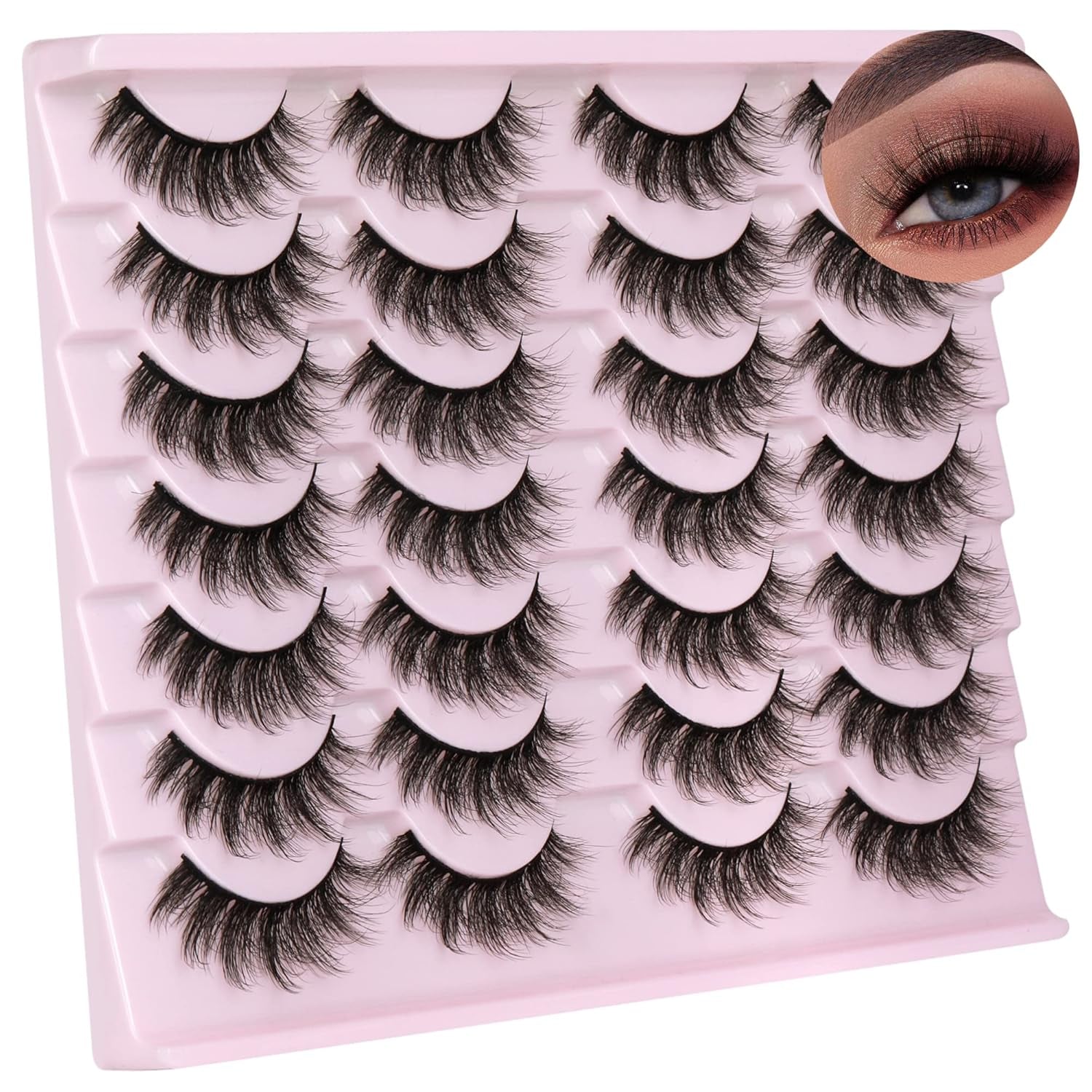 14 Pairs Wispy Mink Lashes False Eye Lashes Natural Look 5D Volume 16Mm Fake Eyelashes Pack by
