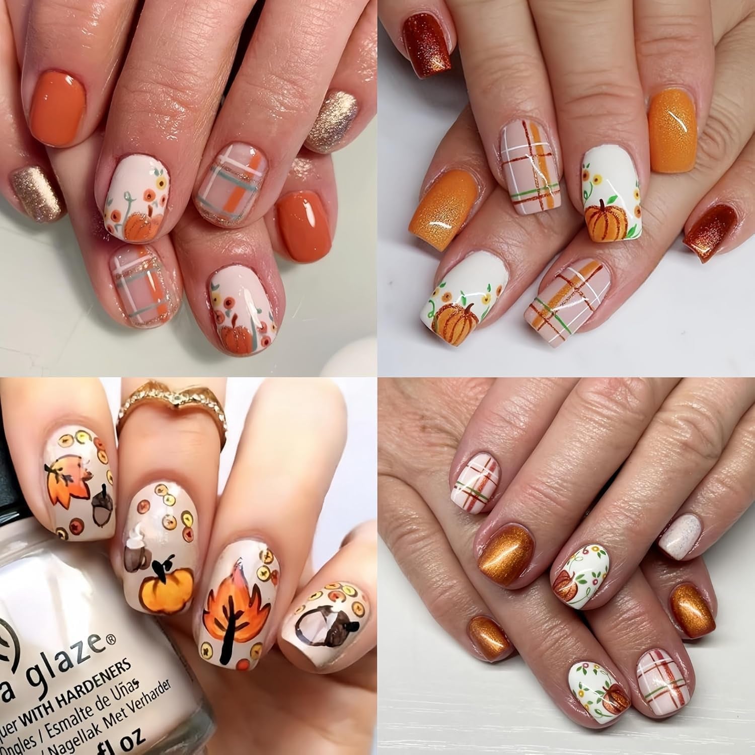 8Sheets Fall Nail Art Stickers Autumn Pumpkins Fallen Leaves 3D Self Adhesive Nail Design Fall Flower Nail Decals Thanksgiving Theme Nail Art Supplies for Women Manicure Decoration