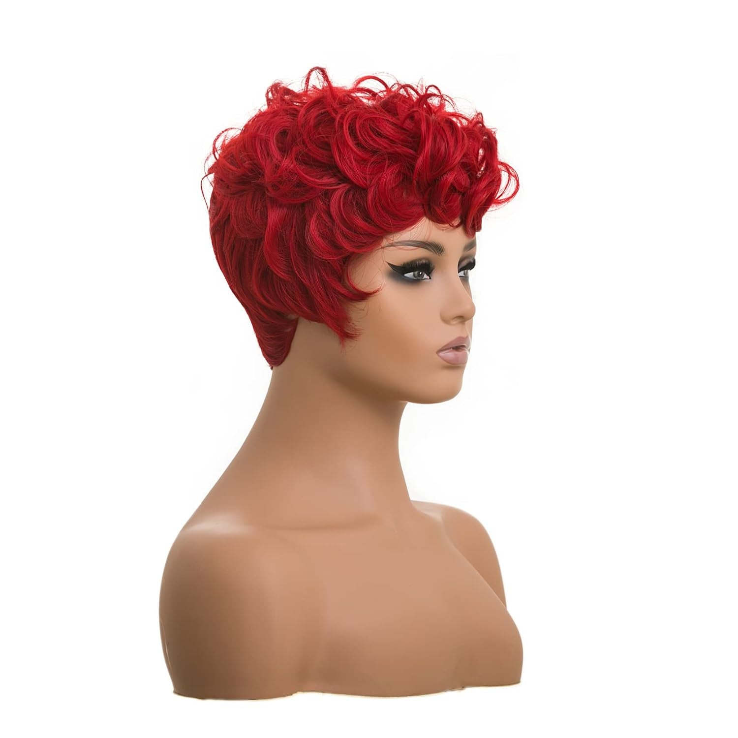 Natural Red Curly Layered Pixie Cut Wig with Bangs | Lightweight and Breathable Daily Wear for an Authentic Appearance