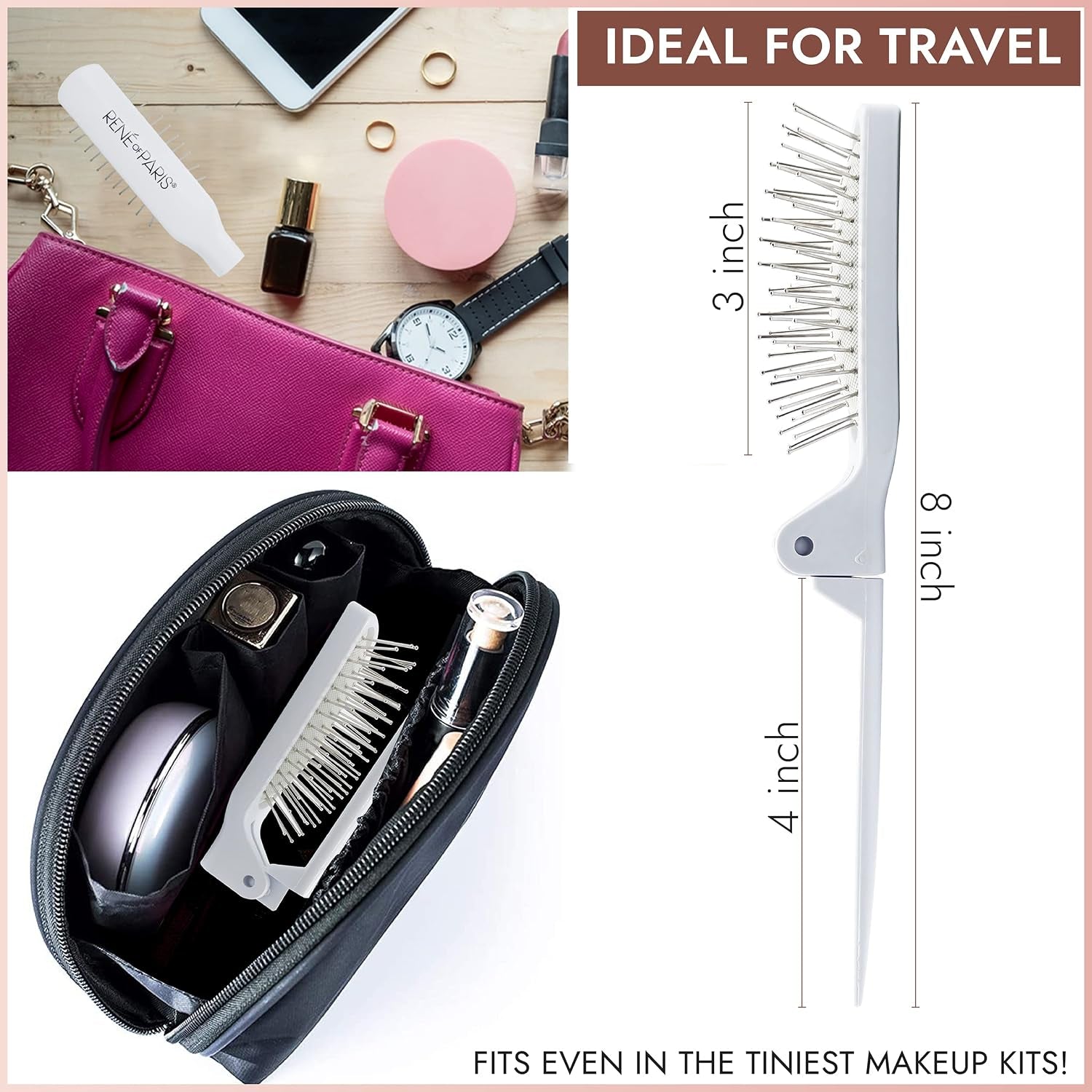For a cleaner, professional Shopify product title, I’d use: Foldable Cushion Wig Brush – Portable Wire Bristle Detangling & Styling Tool for Wigs & Extensions