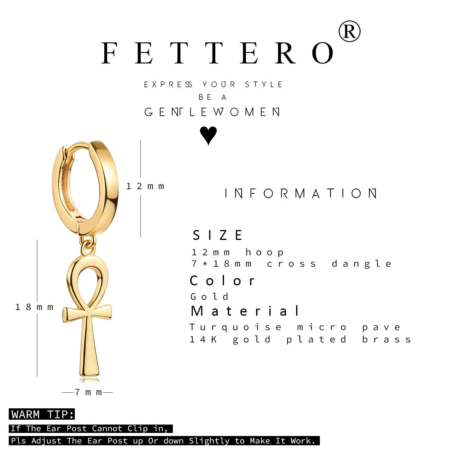 14K Gold-Plated Dainty Star & Cross Huggie Hoop Earrings
