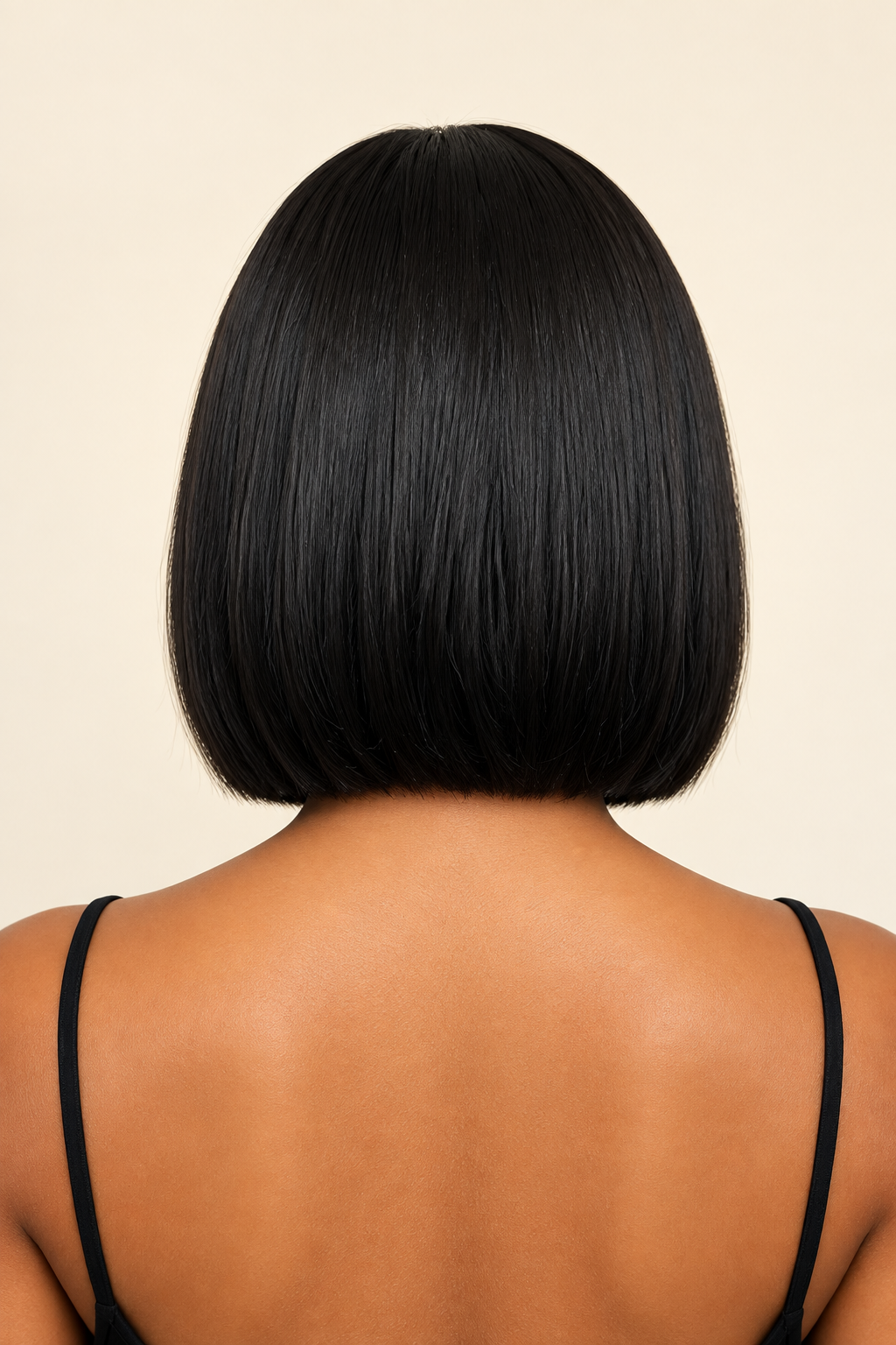 Anaya's Beauty Premium Straight Bob Human Hair Wig – Short Wear & Go Wig with Bangs, Natural Black, Machine-Made