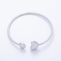 Stainless Steel Silver PVD Minimalist Molten Heart Bean Oval Wrap Cuff Bracelet | WA-01233