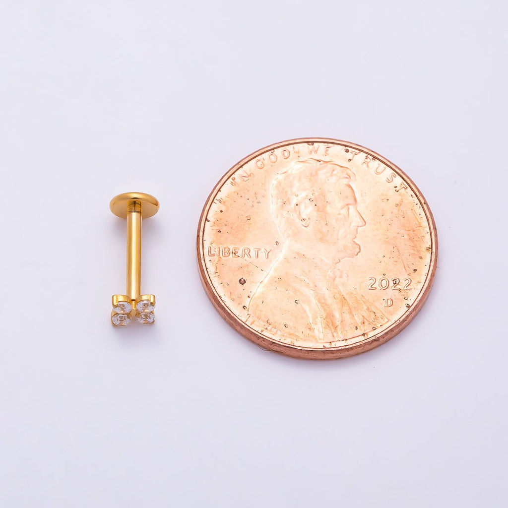 Titanium 3.3mm Clear CZ Flower Universal Cartilage Piercing Flat Back Stud | BJ-00207